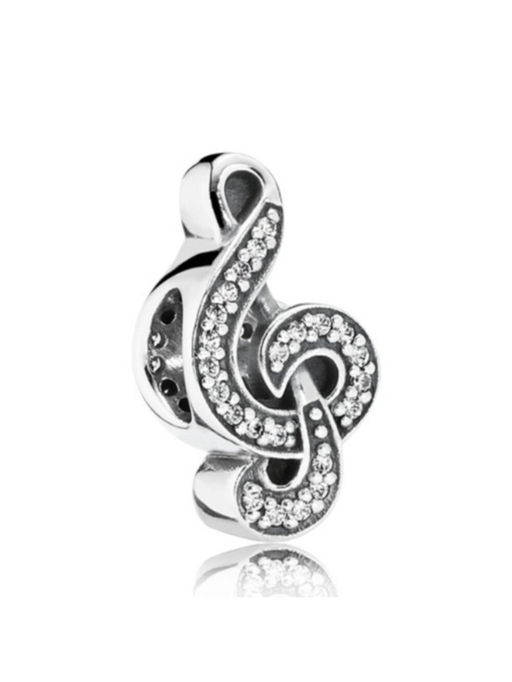 Pandora Retired Sterling Silver Sweet Music Treble Clef Charm w/ CZs -791381cz